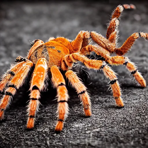 Image similar to a tarantula wearing high heels under her feet, tabletop, detailed, intricate, realistic, hdr, 8 k