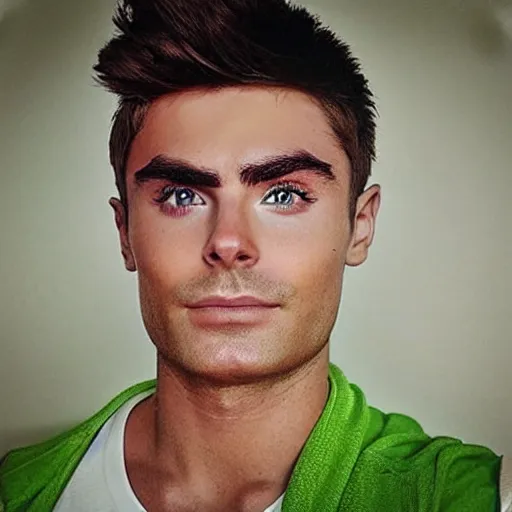 Prompt: “a realistic detailed photo of a guy who is an attractive humanoid who is half robot and half humanoid, who is a male android, Zac Efron, shiny skin, green eyes”
