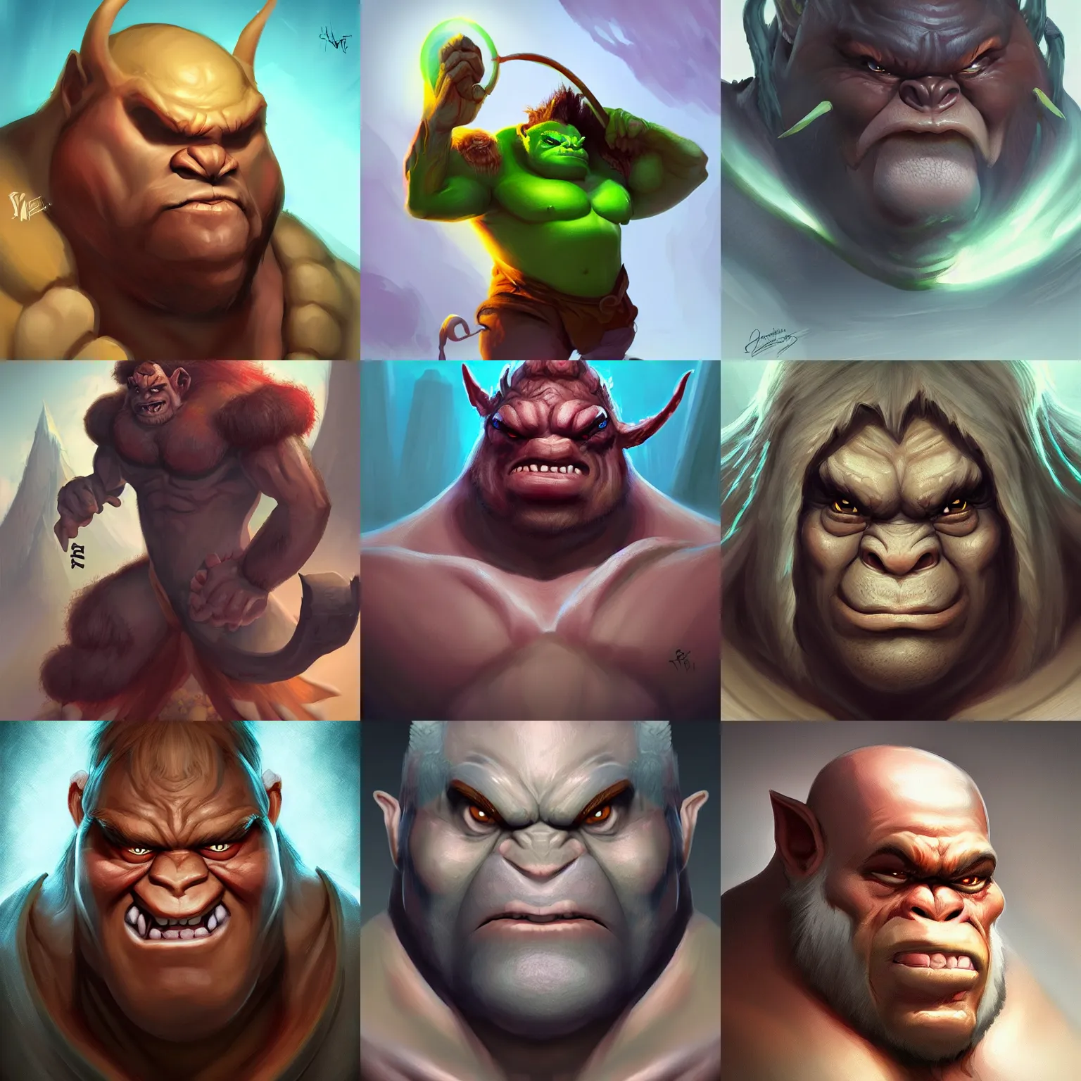 Prompt: character concept portrait, ogre troll hero, digital painting, concept art, smooth, sharp focus, illustration, artgerm