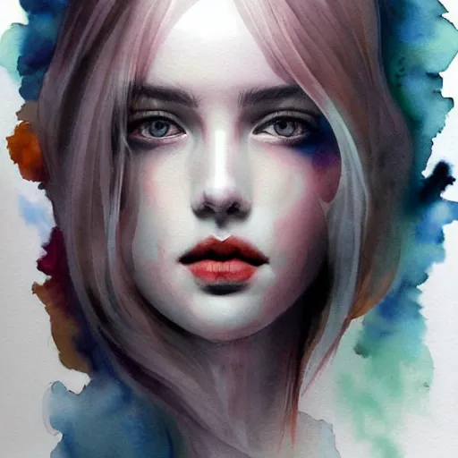 Image similar to smoke watercolor flower portrait, by wlop and artgerm