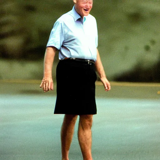 Prompt: bill clinton has a miniskirt on