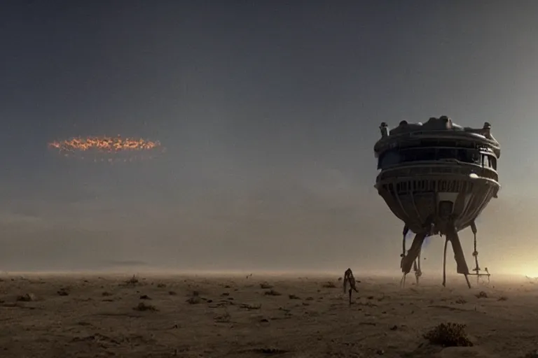 Image similar to cinematography of alien invasion in Santa Monica By Emmanuel Lubezki