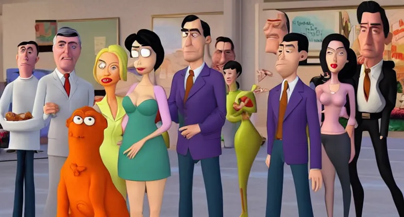 Prompt: Pixar mom animated character hot woman who is a female version of a combination of (Travis Bickle, Tyler Durden, Rick from Rick and Morty, The Wolf of Wall Street, Scarface, Don Draper, Walter White, Alex from A Clockwork Orange, The Joker, and Patrick Bateman), 3D animated CGI cartoon 8K screenshot, trending on IMDB