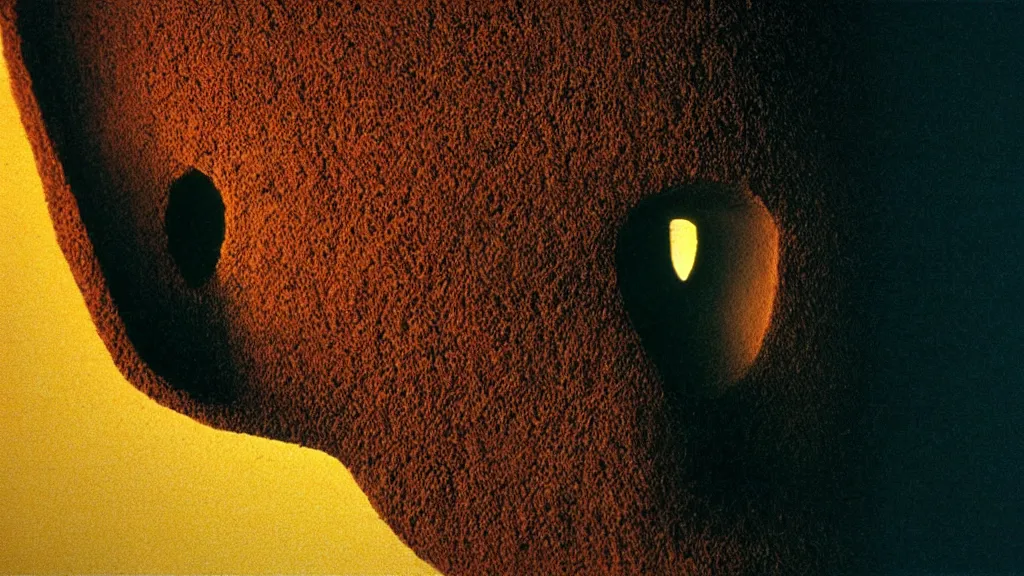 Image similar to the giant head of an ant in the living room, film still from the movie directed by Denis Villeneuve with art direction by Zdzisław Beksiński, wide lens