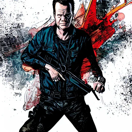 Image similar to Jack Bauer as a comic book hero fighting off evil, 4k, comic book cover