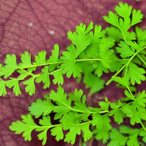 Prompt: a repeated pattern of green parsley leaves high detail
