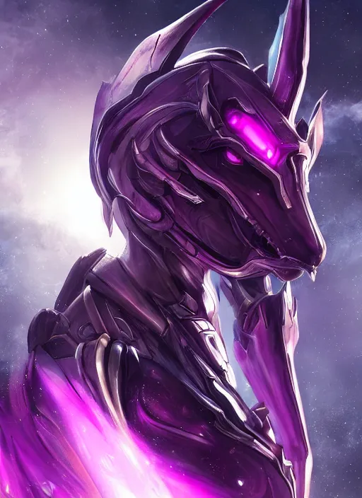 Prompt: cinematic body shot, cosmic beautiful stunning giant robot mecha hot female dragon goddess, sharp sleek cyborg dragon head, sharp metal ears, smooth purple eyes, smooth fuschia skin, smooth silver armor, nebula size, epic proportions, epic scale, macro furry, furry art, dragon art, goddess art, giantess art, warframe, warframe fanart, furaffinity, octane