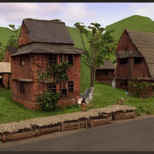 Prompt: Village render