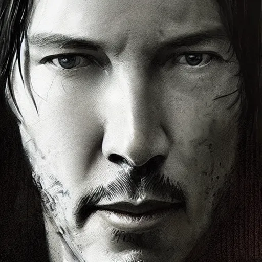 Image similar to keanu reeves as a fish, closeup portrait by greg rutkowski, realistic face, digital art,