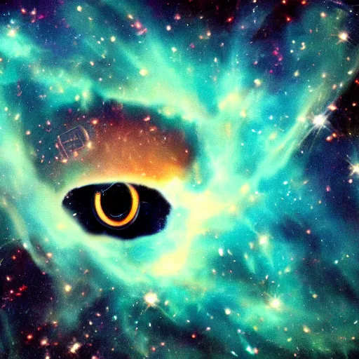 Image similar to eyes of cat in a explosion of a nebula