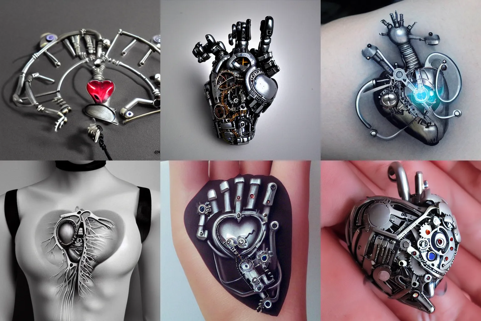 Prompt: sci-fi mechanical human heart, clockwork mechanical, sci-fi jewellery, hyper realistic, human anatomy, robot