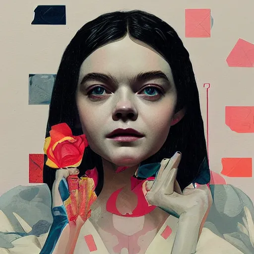 Prompt: Elle Fanning in The Queen’s Gambit picture by Sachin Teng, asymmetrical, dark vibes, Realistic Painting , Organic painting, Matte Painting, geometric shapes, hard edges, graffiti, street art:2 by Sachin Teng:4