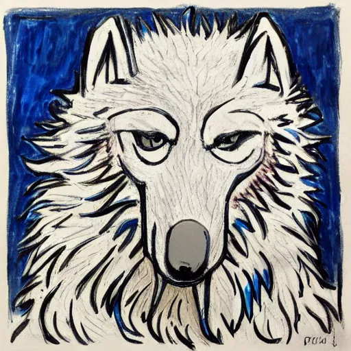 Image similar to retarded wolf, expressionism