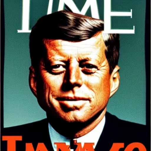 Prompt: Time Magazine cover of John F. Kennedy smoking a cigar