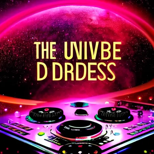 Prompt: the universe on the dj decks