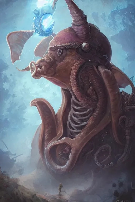 Image similar to portrait of the Plectronoceras cephalopod wizard wearing the epic artifact headgear by artgerm and Craig Mullins, James Jean, Andrey Ryabovichev, Mark Simonetti and Peter Morbacher 16k