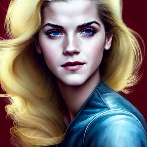 Image similar to A combination of Katheryn Winnick's and Grace Kelly's and Emma Watson's faces with blonde hair as Kid Flash, western, D&D, fantasy, intricate, elegant, highly detailed, digital painting, artstation, concept art, matte, sharp focus, illustration, art by Artgerm and Greg Rutkowski and Alphonse Mucha