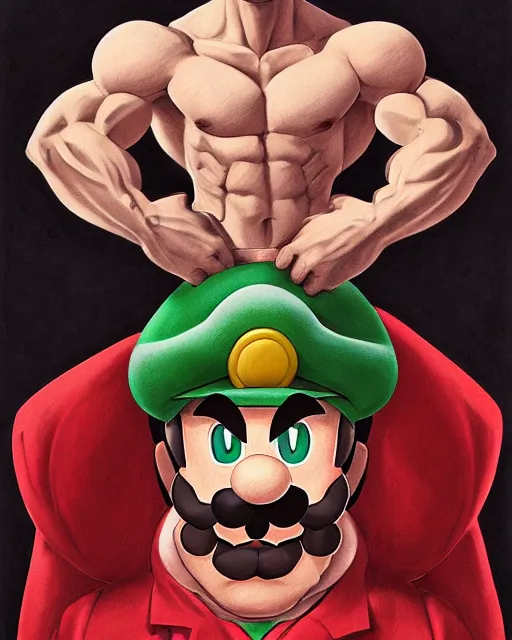 prompthunt: gigachad luigi bodybuilder in winter by ilya kuvshinov, ernest  khalimov body by krista sudmalis, super mario bros symmetrical face concept  art, hyper realistic, intricate, elegent, highly detailed, digital  painting, concept art