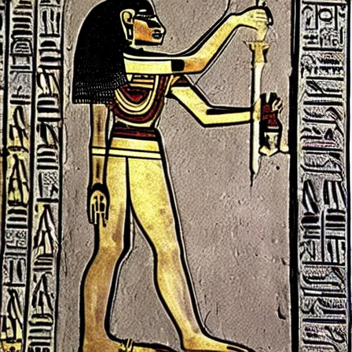 Image similar to ancient egyptian art of xenomorph alien