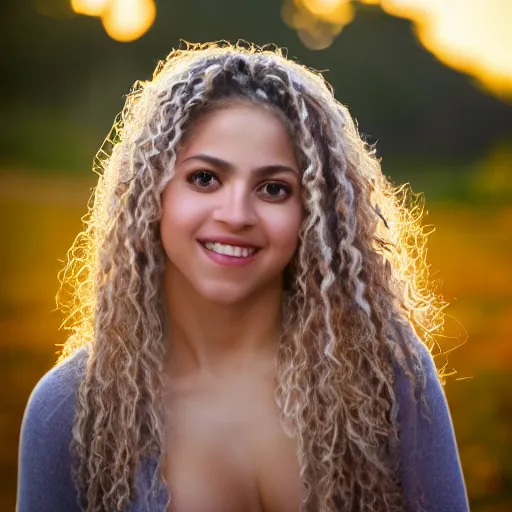 Image similar to a portrait of shakira, sunrise lighting, f 2. 8,