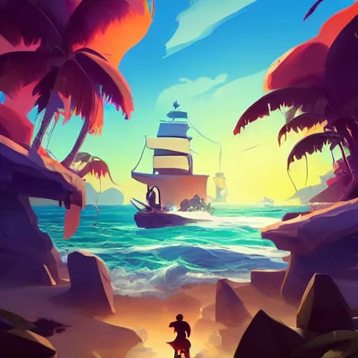 Image similar to painting treasure on sea of thieves game smooth median photoshop filter cutout vector, behance hd by jesper ejsing, by rhads, makoto shinkai and lois van baarle, ilya kuvshinov, rossdraws global illumination