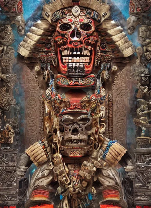 Image similar to digital _ painting _ of _ aztec god of death mictlantecuhtli _ by _ filipe _ pagliuso _ and _ justin _ gerard _ symmetric _ fantasy _ highly _ detailed _ realistic _ intricate _ port