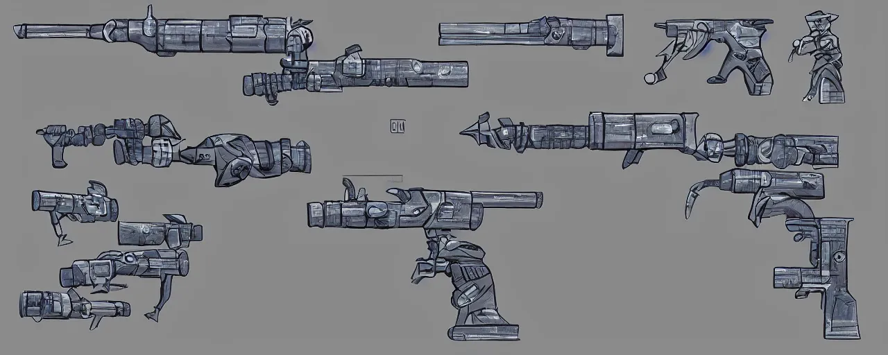 Prompt: Plasma gun concept art, manga style