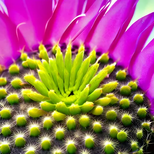 Image similar to microphotography of a flowering cactus, 4k UHD, 8k, 16k, 55mm lens