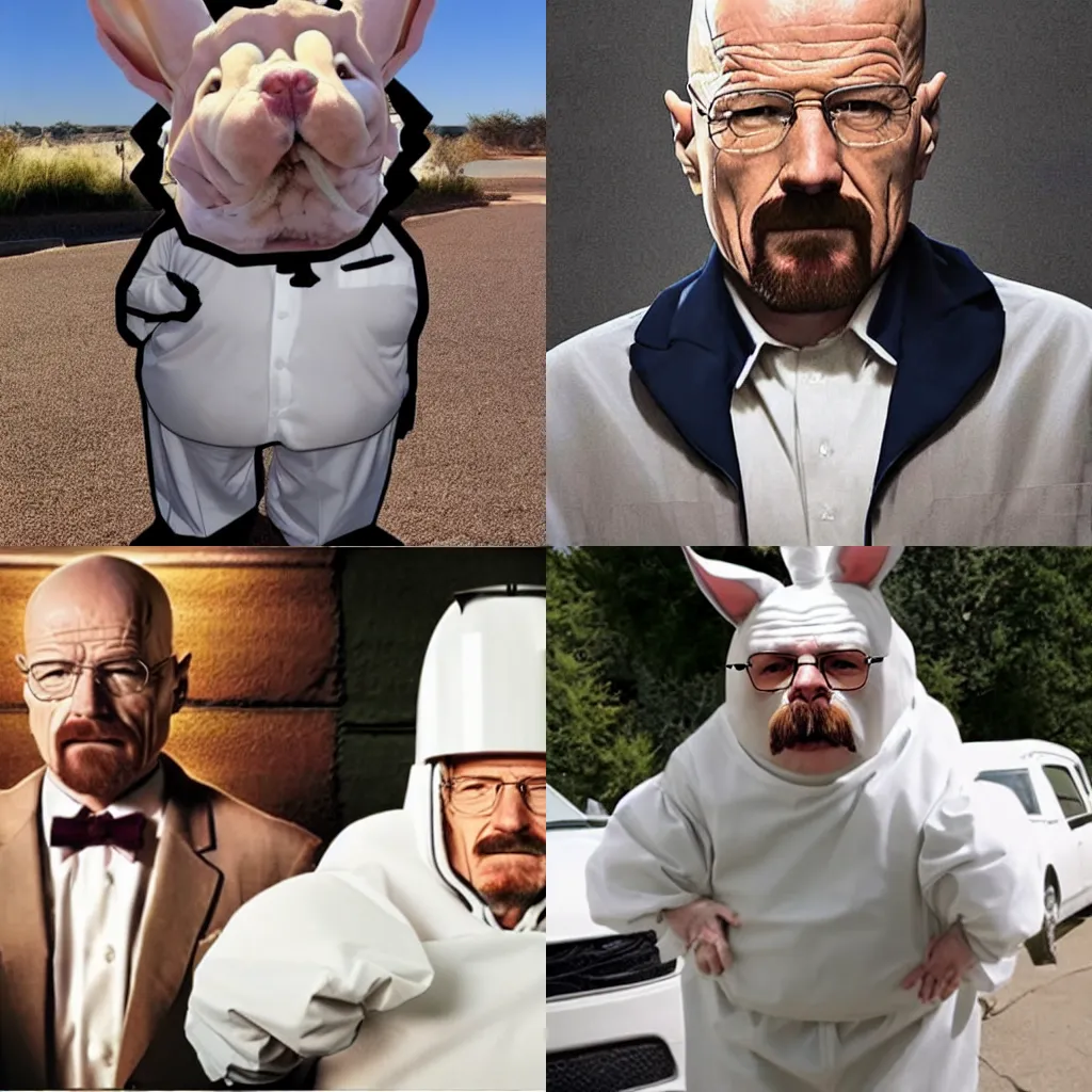 Prompt: Walter White dressed up as Big Chungus