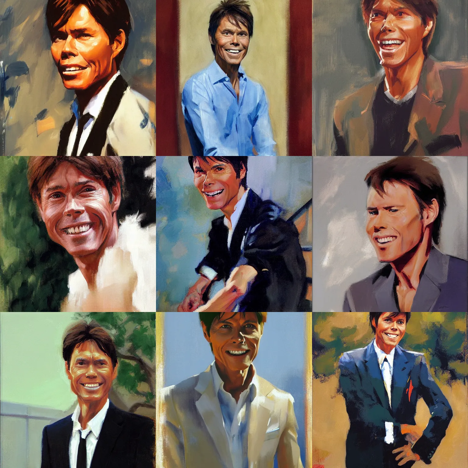Prompt: a portrait of cliff richard, new wave, by gregory manchess and stanley lau