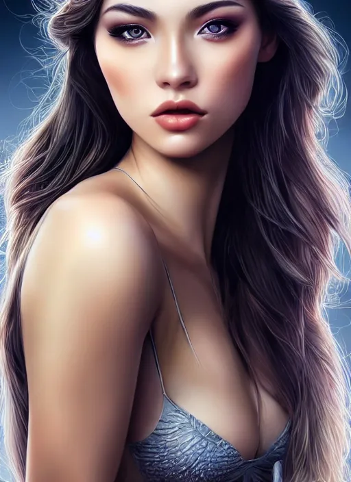 Image similar to a gorgeous female photo, realistic, smooth face, perfect eyes, symmetrical, full body shot, wide angle, sharp focus, 8 k high definition, insanely detailed, intricate, elegant, art by artgerm