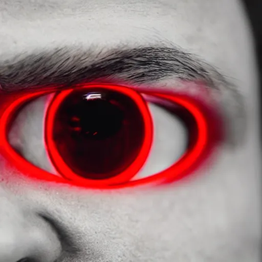 Image similar to a man with red glowing eyes