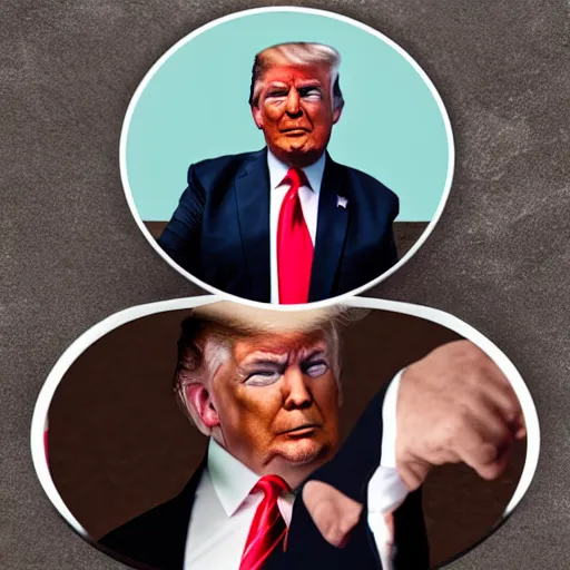 Prompt: trump holding a gun pointing at his reflection, symmetrical,