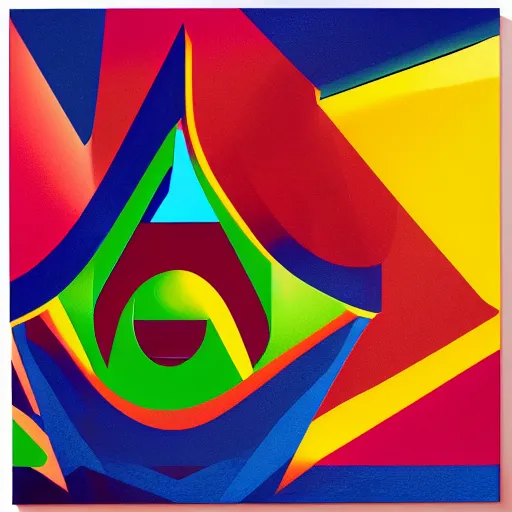 Prompt: A portrait of Sigma Overwatch, geometric shapes, vibrant colors, spray paint, rounded corners