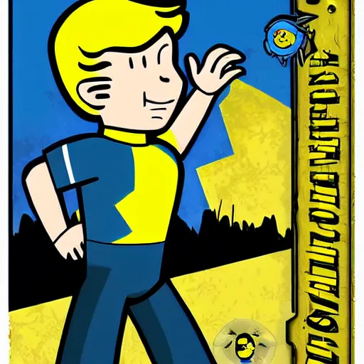 Image similar to digital art of vault boy from fallout 3 game,