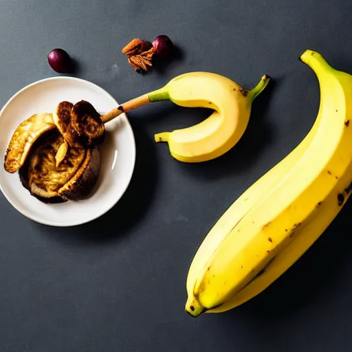 Image similar to A banana shaped bong, food photography