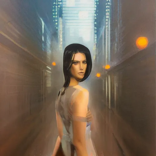 Prompt: detailed face of a woman, clockwork, moment, tectonic sky, skydome, bullet train, turbines, utopian, tech noir, wet reflections, prism, atmospheric, ambient, nick alm, casey baugh, pj crook, syd mead, livia prima, nick alm, casey baugh,