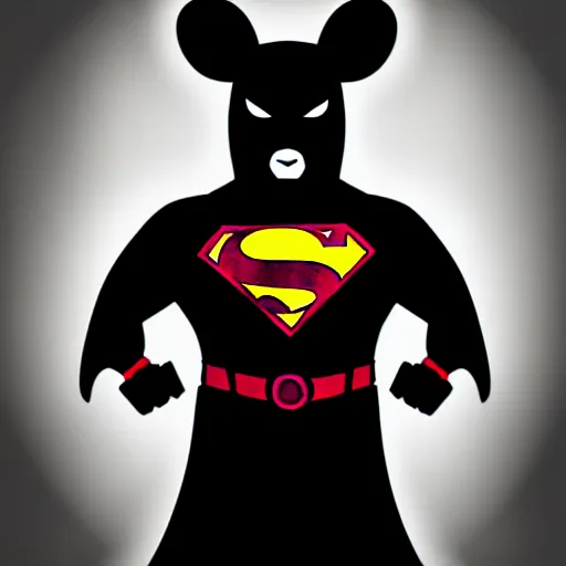 Image similar to photography of ratman, a superhero with the powers of a rat in a black suit