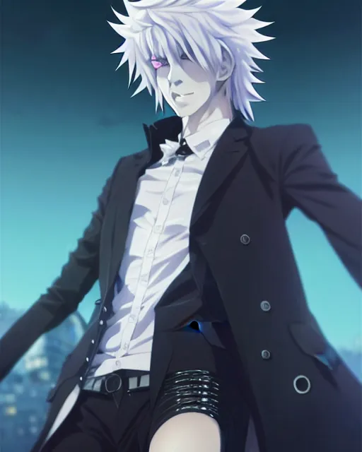 Prompt: extremely attractive feminine male anime character screenshot, nagito komaeda, sebastian michaelis, anime, intricate, sharp focus, illustration, highly detailed, digital painting, cell shaded, concept art, matte, art by ilya kuvshinov and kyoto animation and wlop, ruan jia and greg rutkowski, studio quality, masterpiece