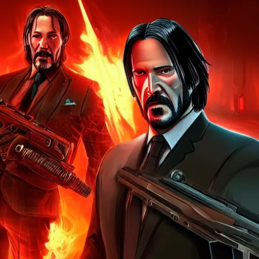 Prompt: john wick in doom eternal