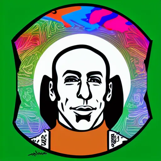 Image similar to joe rogan smoking dmt, digital art, iconic icon, 2 d vector logo, cartoon, t - shirt design
