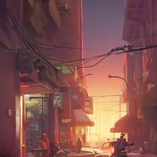 Prompt: A US marine eating colouring crayons in a posh restaurant as a grand theft auto 5 loading screen, art by Andreas Rocha and greg rutkowski, highly detailed, digital painting, matte painting, concept art, illustration, dim lighting, trending on artstation, very detailed