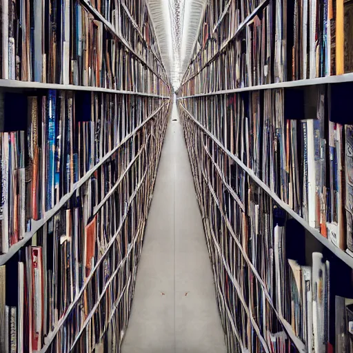 Image similar to Infinite tunnel made out of bookshelfs, photography, award winning, 8k