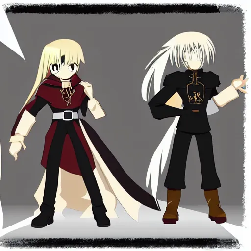 Image similar to vector style, full metal alchemist al and alphons