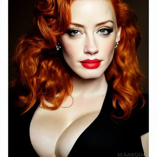 Image similar to portrait of christina hendricks and amber heard hybrid by mario testino, headshot, detailed, award winning, sony a 7 r