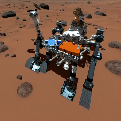 Image similar to photo of robotic spacesuit mechanical design high-tech, mars exploration, futuristic, unreal engine W 1024