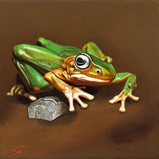 Image similar to a muscular frog suplexing a toad in a makeshift wrestling ring, dynamic, oil painting, very detailed