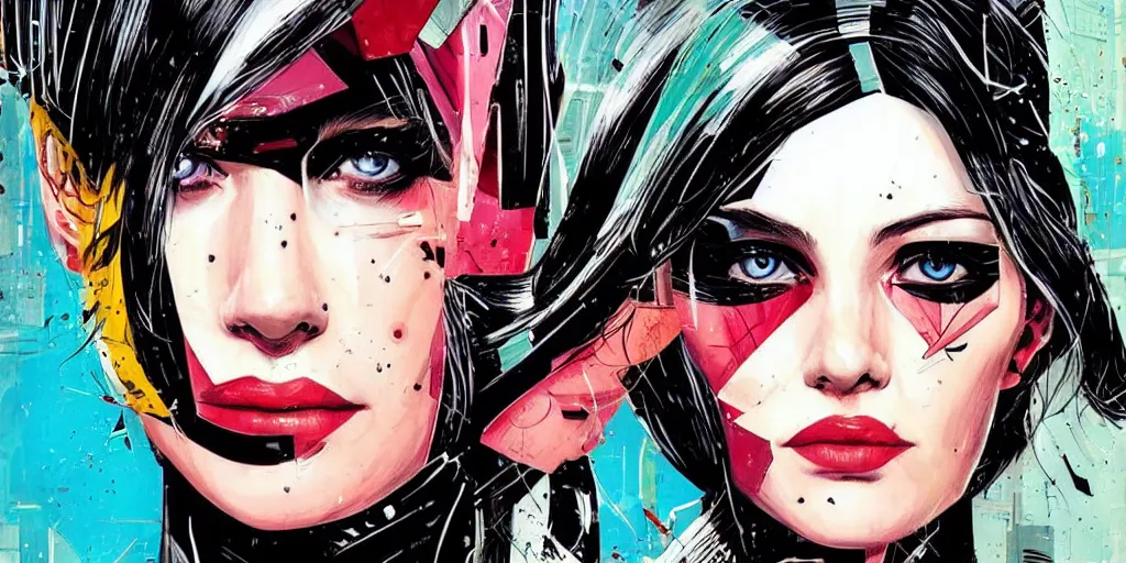 Image similar to a portrait of a single female android, by MARVEL comics and Sandra Chevrier