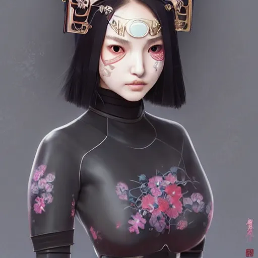 Image similar to a beautiful young japanese natalie portman alluring instagram model in crop top, wearing an intricate yokai mask made from latex by guweiz and wlop and ilya kuvshinov and artgerm and makoto shinkai and studio ghibli, symmetrical eyes, aesthetic, gorgeous, stunning, alluring, attractive, artstation, deviantart, pinterest, digital art