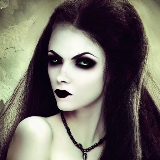 Prompt: beautiful vampire woman portraits, ultrarealistic, Gothic